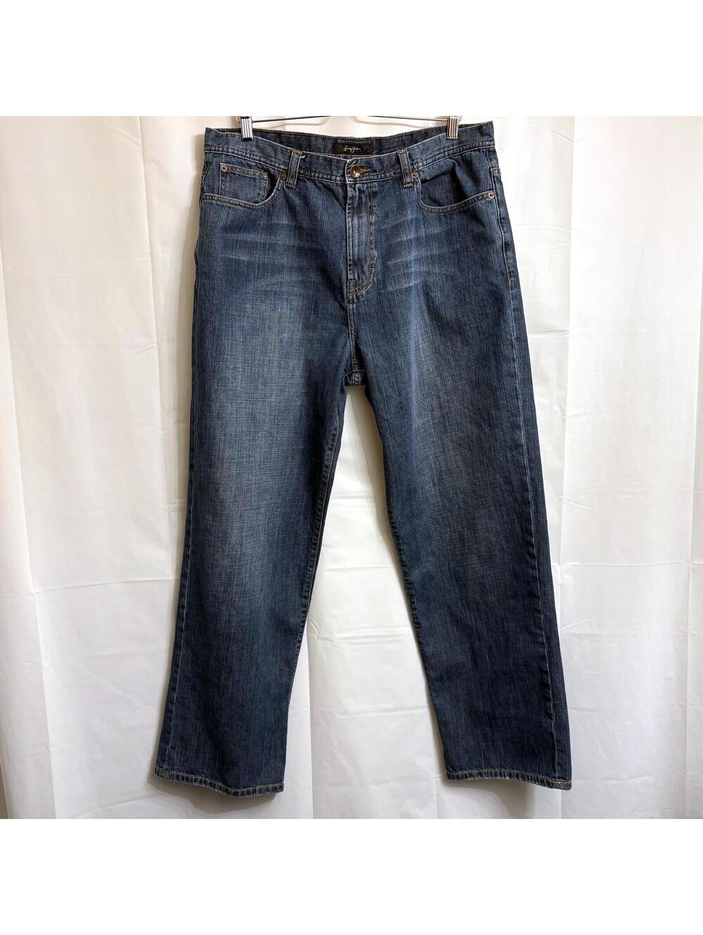 Sean John Men's Blue Denim Jeans Size 38 Relaxed Fit Straight Leg Embroidered SJ